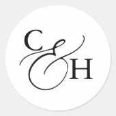 Eenvoudige Elegant Calligraphy Monogram Wedding Ronde Sticker (Voorkant)