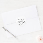 Eenvoudige Elegant Calligraphy Monogram Wedding Ronde Sticker (Envelop)