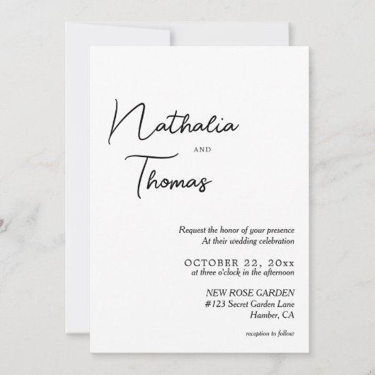 Eenvoudige Elegant Calligraphy Photo Wedding Kaart (Voorkant)