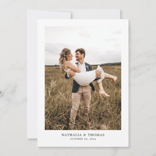 Eenvoudige Elegant Calligraphy Photo Wedding Kaart (Achterkant)