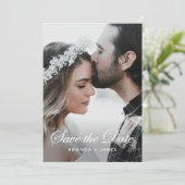 Eenvoudige Elegant Calligraphy Photo Wedding Save The Date (Staand voorkant)