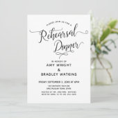 Eenvoudige Elegant Calligraphy Rehearsal Dinner Kaart (Staand voorkant)