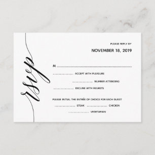 Eenvoudige Elegant Calligraphy RSVP Response Card Informatiekaartje