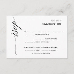 Eenvoudige Elegant Calligraphy RSVP Response Card Informatiekaartje