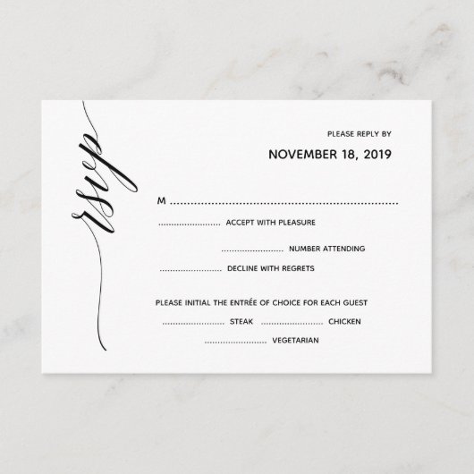 Eenvoudige Elegant Calligraphy RSVP Response Card Informatiekaartje (Voorkant)