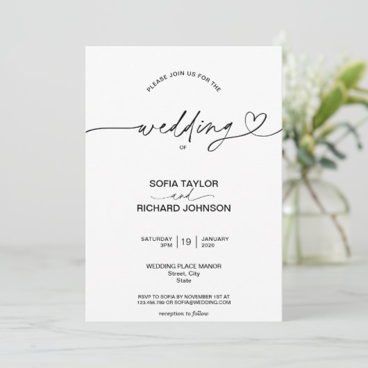 Eenvoudige Elegant Calligraphy Script minimalist M Kaart (Staand voorkant)