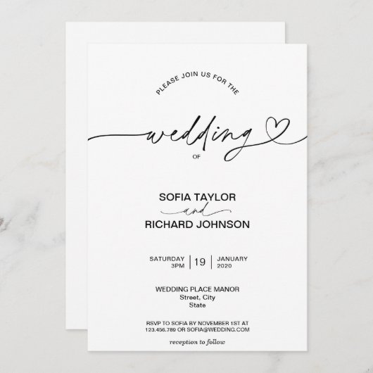 Eenvoudige Elegant Calligraphy Script minimalist M Kaart (Voorkant / Achterkant)