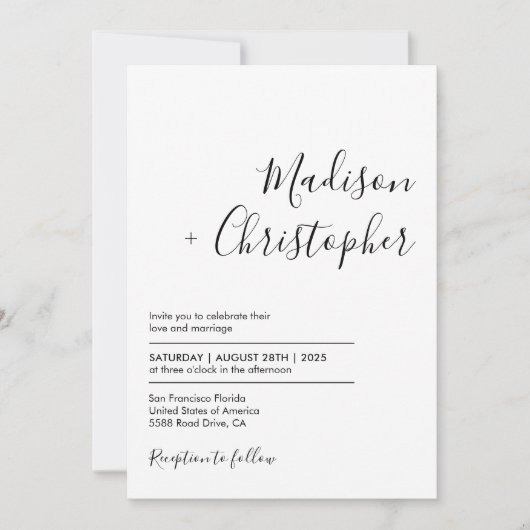 Eenvoudige Elegant Calligraphy Script Photo Weddin Kaart (Voorkant)