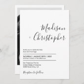 Eenvoudige Elegant Calligraphy Script Photo Weddin Kaart (Voorkant / Achterkant)