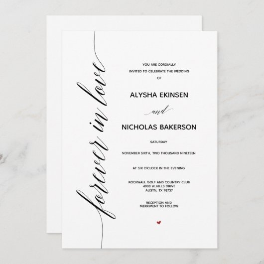 Eenvoudige Elegant Calligraphy Wedding Invitation Programmakaart (Voorkant / Achterkant)