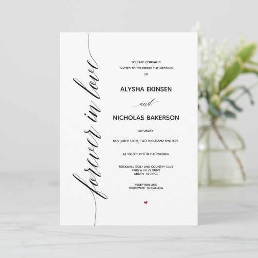 Eenvoudige Elegant Calligraphy Wedding Invitation  Programmakaart (Staand voorkant)
