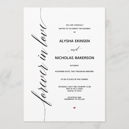 Eenvoudige Elegant Calligraphy Wedding Invitation  Programmakaart (Voorkant)