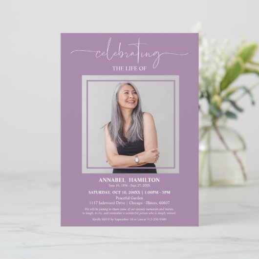 Eenvoudige Elegant Celebration of Life Funeral Pho Kaart (Staand voorkant)