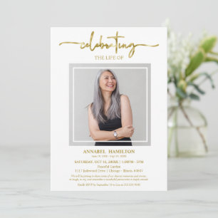 Eenvoudige Elegant Celebration of Life Funeral Pho Kaart