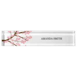 Eenvoudige Elegant Cherry Blossom Sakura Tree Roze Naambordje