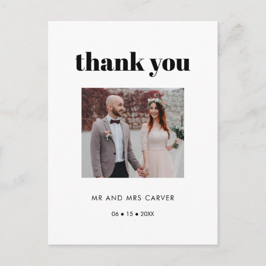 Eenvoudige elegant & chic bruiloft foto Dank je we Briefkaart (Voorkant)