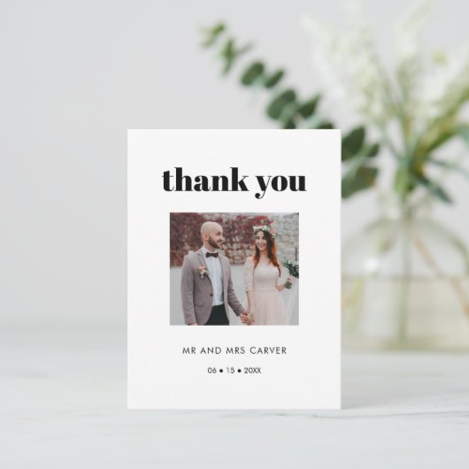 Eenvoudige elegant & chic bruiloft foto Dank je we Briefkaart (Staand voorkant)