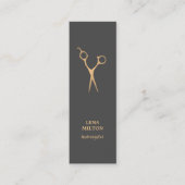 Eenvoudige Elegant Chic Dark Faux Gold Hair Stylis Mini Visitekaartje (Voorkant)