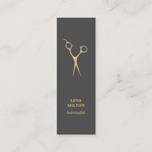 Eenvoudige Elegant Chic Dark Faux Gold Hair Stylis Mini Visitekaartje (Voorkant)