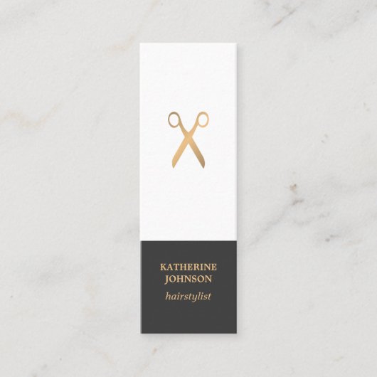 Eenvoudige Elegant Chic Faux Gold White Hair Styli Mini Visitekaartje (Voorkant)