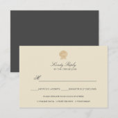 Eenvoudige Elegant Chic Gold Foil Seashell-optie RSVP Kaartje (Voorkant / Achterkant)