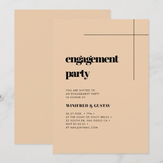 Eenvoudige elegant & chic-verloving kaart (Voorkant / Achterkant)