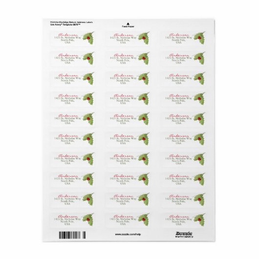 Eenvoudige Elegant Classic kerstGreenery Mailing Etiket (Full Sheet)