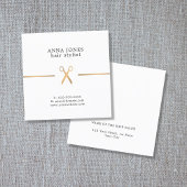 Eenvoudige Elegant Clean Gold Scissers Hairdresser Vierkante Visitekaartje