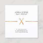 Eenvoudige Elegant Clean Gold Scissers Hairdresser Vierkante Visitekaartje (Voorkant)