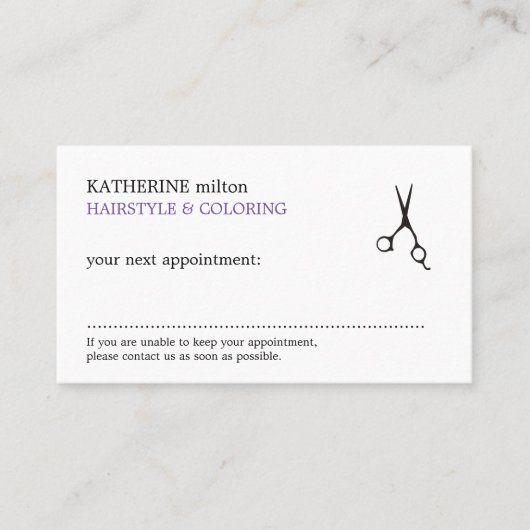 Eenvoudige Elegant Clean Hair Stylist-Benoemkaart Afsprakenkaartje (Voorkant)