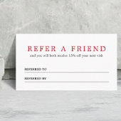 Eenvoudige Elegant Clean Red White Referral-Kaart Aanbevelingskaartje