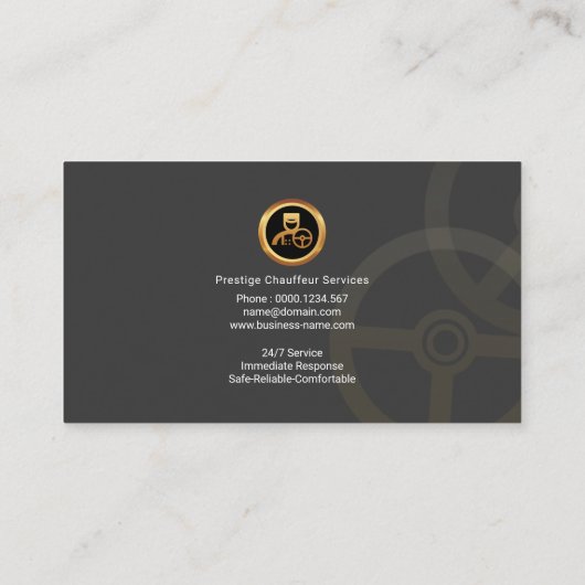 Eenvoudige Elegant Clean Steering Wheel Chauffeur Visitekaartje (Achterkant)