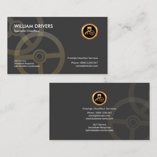 Eenvoudige Elegant Clean Steering Wheel Chauffeur Visitekaartje (Voorkant / Achterkant)