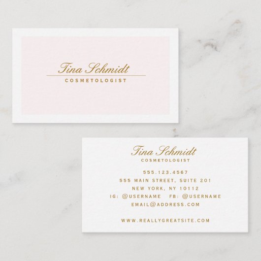 Eenvoudige Elegant Cosmetology Spa en Salon Pink 2 Visitekaartje (Voorkant / Achterkant)