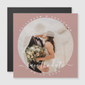 Eenvoudige Elegant Couple Photo Wedding Save the D Magnetische Uitnodiging (Voorkant / Achterkant)