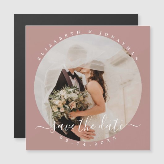 Eenvoudige Elegant Couple Photo Wedding Save the D Magnetische Uitnodiging (Voorkant / Achterkant)