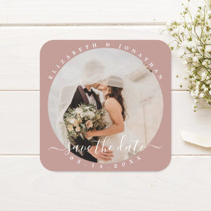 Eenvoudige Elegant Couple Photo Wedding Save the D Vierkante Sticker