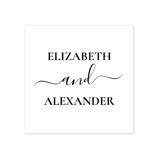 Eenvoudige Elegant Couple's Names Bruiloft Rubberstempel (Afrduk)