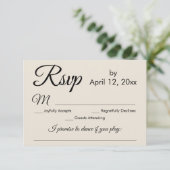 Eenvoudige Elegant Cream Song Aanvraag Bruiloft RS RSVP Kaartje (Staand voorkant)