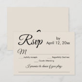 Eenvoudige Elegant Cream Song Aanvraag Bruiloft RS RSVP Kaartje (Voorkant / Achterkant)