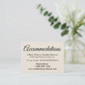 Eenvoudige Elegant Cream Wedding Accommodations Informatiekaartje (Staand voorkant)
