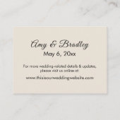 Eenvoudige Elegant Cream Wedding Accommodations Informatiekaartje (Achterkant)