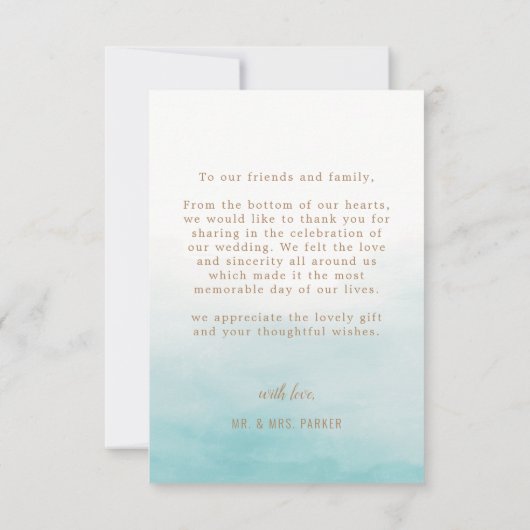 Eenvoudige Elegant Custom Minimalist Weddenschap Bedankkaart (Achterkant)