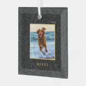 Eenvoudige Elegant Custom Pet Naam Foto Glas Ornament (Voorkant links)