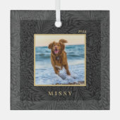 Eenvoudige Elegant Custom Pet Naam Foto Glas Ornament (Voorkant)