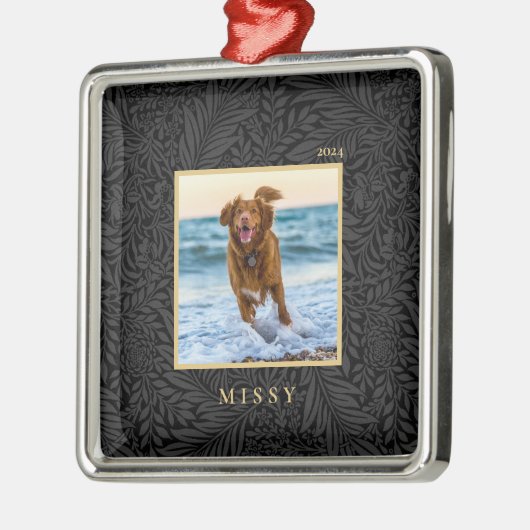Eenvoudige Elegant Custom Pet Naam Foto Metalen Ornament (Links)