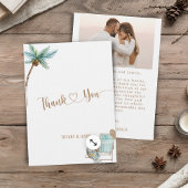 Eenvoudige Elegant Custom Photo Beach Weddenschap Bedankkaart