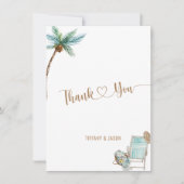 Eenvoudige Elegant Custom Photo Beach Weddenschap Bedankkaart (Voorkant)