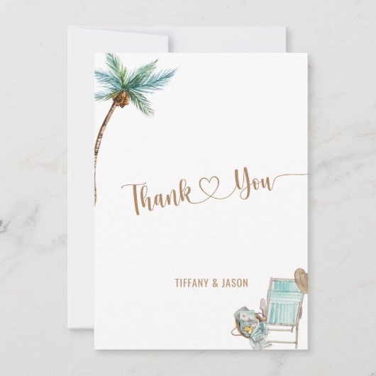 Eenvoudige Elegant Custom Photo Beach Weddenschap Bedankkaart (Voorkant)