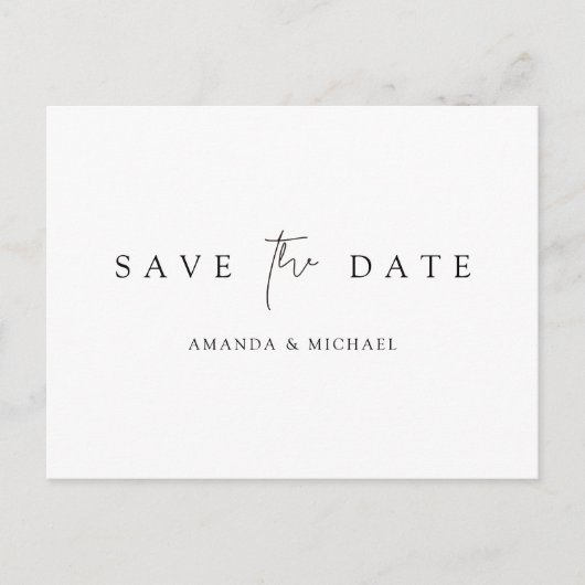 Eenvoudige Elegant Custom Save the Date Wedding Aankondigingskaart (Voorkant)